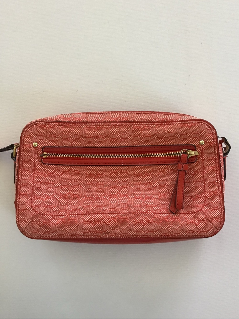 Coach Poppy Signature Oxford Flight Bag Red Crossbody Purse Gold Hardware